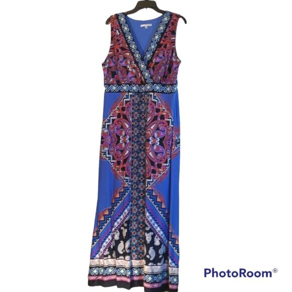 Colorful Print 70's Boho Style Maxi Dress sz L - Picture 1 of 6